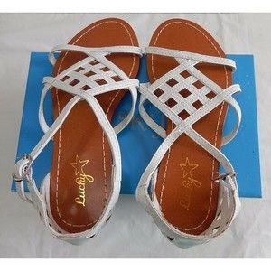Girls Gladiator Sandals Sz 13M Lattice Strappy Flat Open Toe  Casual Plain White